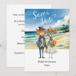 Invitación Tema de la boda de la playa del gato Boda