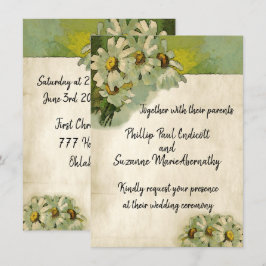 Invitación Tema de la Boda Vintage Floral de Daisies Blancos 