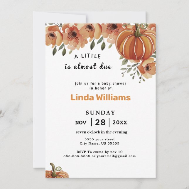 Invitación Tema de la caída floral | Pequeña Baby Shower de c (Anverso)