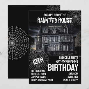Invitación Tema De La Casa, Escape Room, Fiesta De Cumpleaños