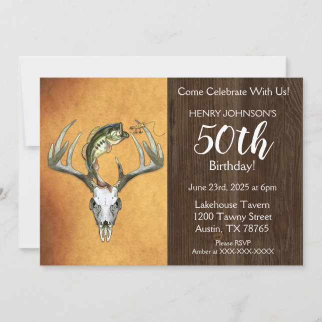 Invitación Tema de la caza pesquera 50. Fiesta de cumpleaños (Anverso)