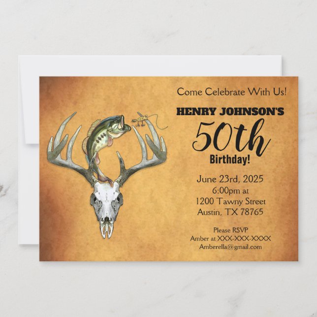 Invitación Tema de la caza pesquera 50. Fiesta de cumpleaños (Anverso)