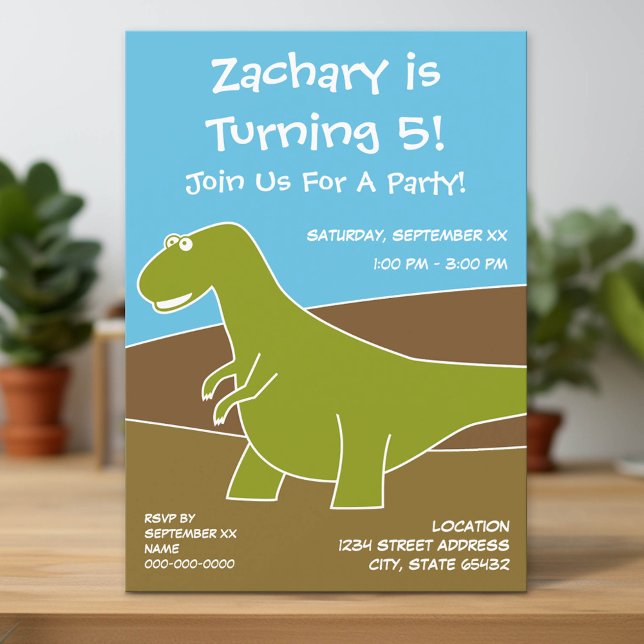 Invitación Tema de la fiesta de cumpleaños de Dinosaur (Custom Invitation with Download Option)
