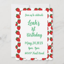 Invitación Tema de la fiesta de cumpleaños de fresa