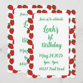 Invitación Tema de la fiesta de cumpleaños de fresa