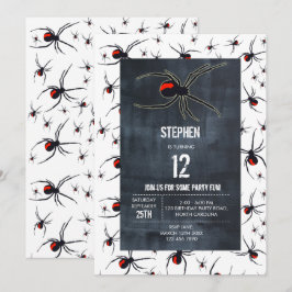 Invitación Tema de la fiesta de cumpleaños de la araña roja y