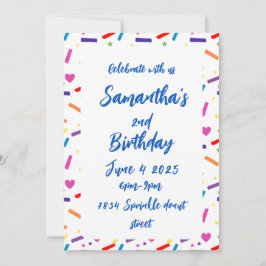 Invitación Tema de la fiesta de cumpleaños de Sweet Sprinkle