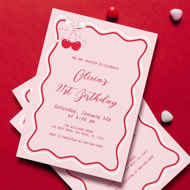 Invitación Tema de la fiesta de cumpleaños del cerezo Adulto (Subido por el creador)