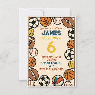 Invitación Tema de la fiesta de cumpleaños del fútbol masculi