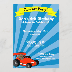 Invitación Tema de la fiesta de cumpleaños Go-Cart