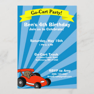 Invitación Tema de la fiesta de cumpleaños Go-Cart