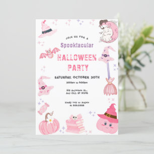 Invitación Tema de la fiesta de Halloween Spooktacular Rosa C