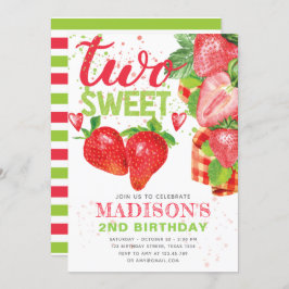 Invitación Tema de la fresa dulce segundo cumpleaños