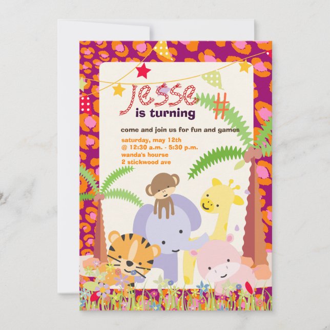 Invitación Tema de la jungla/Fiesta personalizado/foto (Anverso)