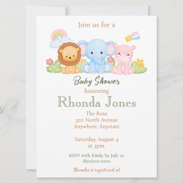 Invitación Tema de la Jungla Trendy (Anverso)