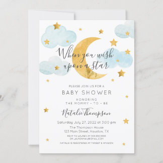Invitación Tema de la Luna y las Estrellas Baby Shower