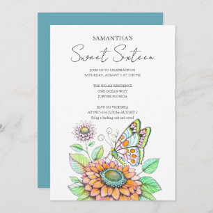 Invitación Tema de la mariposa de la fiesta de cumpleaños