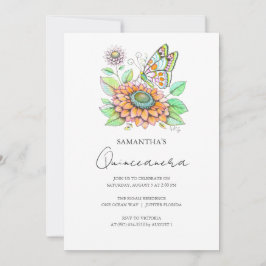 Invitación Tema de la mariposa Fiesta Quinceanera