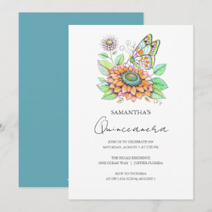 Invitación Tema de la mariposa Fiesta Quinceanera