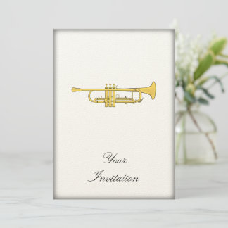 Invitación Tema de la música Trumpet de oro