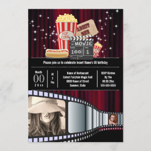 Invitación Tema de la película 2 tiras de fotos fiesta de pal