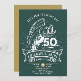 Invitación Tema de la pesca Grandes hombres Verde azulados de