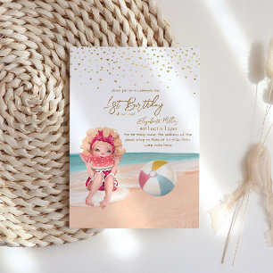 Invitación Tema de la playa Fiesta de verano bebé niña primer