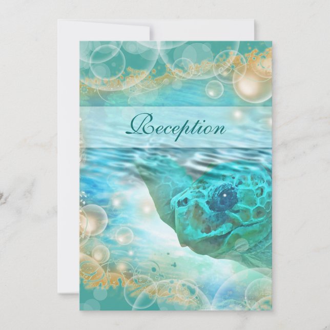 Invitación Tema de la playa que casa a la recepción de marfil (Anverso)