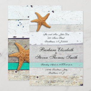 Invitación Tema de la playa Starfish Boda Rustic