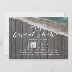 Invitación Tema de la playa Starfish Fondo de madera Bridal D