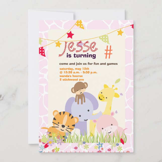 Invitación Tema de la selva/Fiesta personalizado/foto (Anverso)