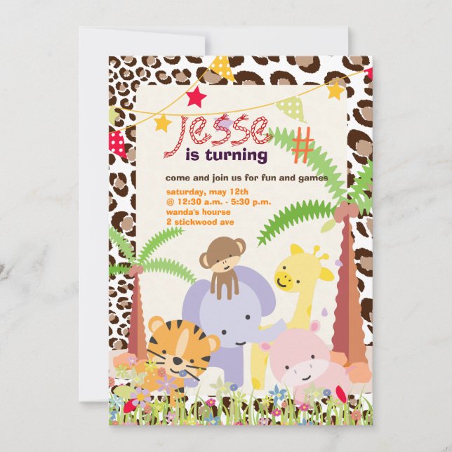 Invitación Tema de la selva/Fiesta personalizado/foto (Anverso)