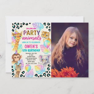 Invitación Tema de la selva silvestre para niños y Chicas