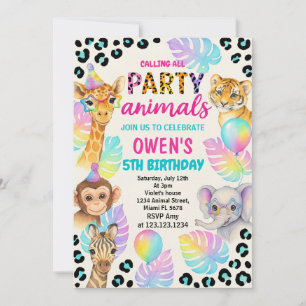 Invitación Tema de la selva silvestre para niños y Chicas