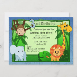 Invitación Tema de la selva tercer cumpleaños