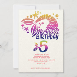 Invitación Tema De La Sirena Niños Personalizados Cumpleaños