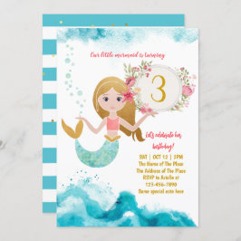 Invitación Tema De La Sirenita Bajo El Mar Niña Tercer Cumple
