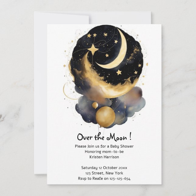 Invitación Tema de las estrellas magnéticas de la luna en Bab (Anverso)