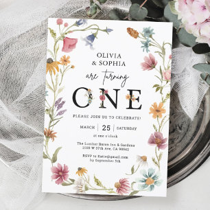 Invitación Tema de las flores silvestres Primera fiesta de cu