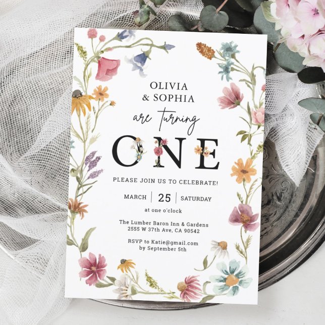 Invitación Tema de las flores silvestres Primera fiesta de cu (Subido por el creador)