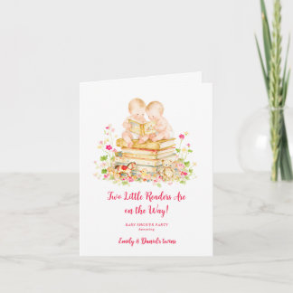 Invitación Tema de libro de ducha de bebé gemelo Primera bibl