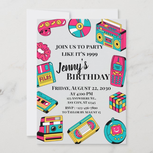 Invitación Tema de los 90 (Anverso)