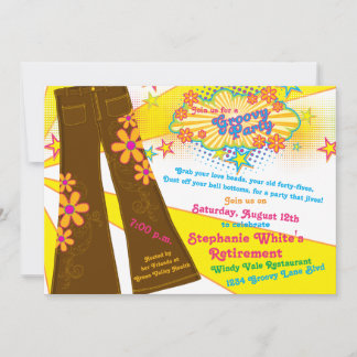 Invitación Tema de los años 70 Groovy Bell Bottoms Retirement