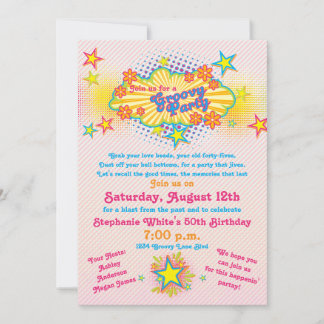 Invitación Tema de los años 70 Groovy Flower Power 50 cumplea