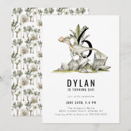 Invitación Tema de los dinosaurios 6ª fiesta de cumpleaños