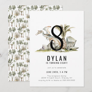 Invitación Tema de los dinosaurios 8ª fiesta de cumpleaños