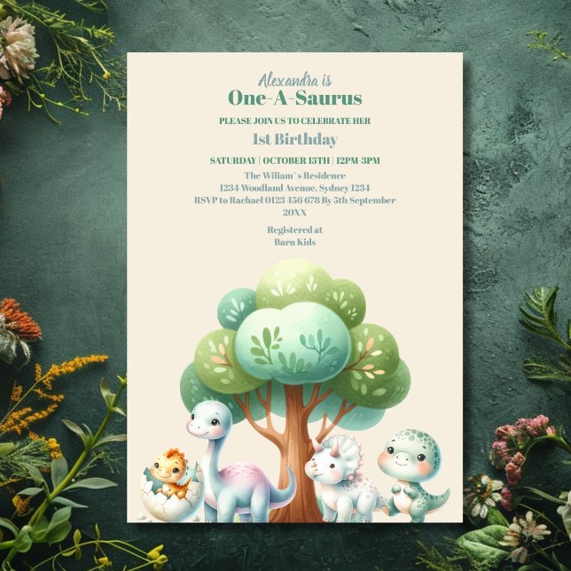 Invitación Tema de los dinosaurios Primer Fiesta de cumpleaño (Subido por el creador)
