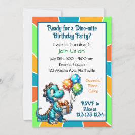 Invitación Tema de los dinosaurios Primer Fiesta de cumpleaño