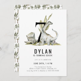 Invitación Tema de los dinosaurios Séptima fiesta de cumpleañ