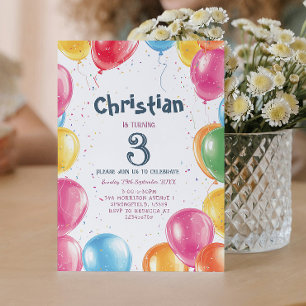 Invitación Tema de los globos Fiesta de cumpleaños